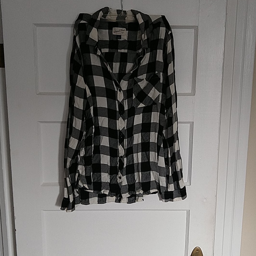 Black and cream button-up shirt